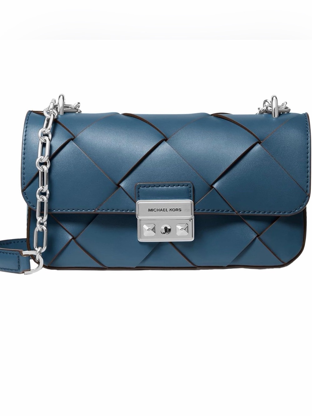 Michael Kors Tribeca Leather Chambray convertible Small Shoulder Bag. NWT